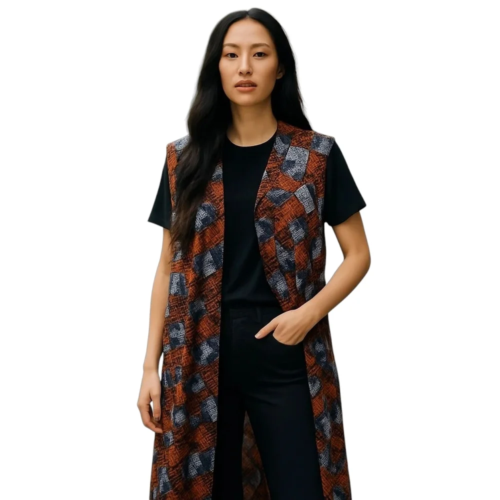 LulaRoe Printed Polyester Joy Vest Coverup Size M! - Picture 11 of 11